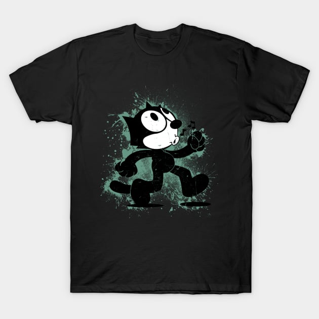 Felix The Cat Walking Spray Paint T-Shirt by technofaze